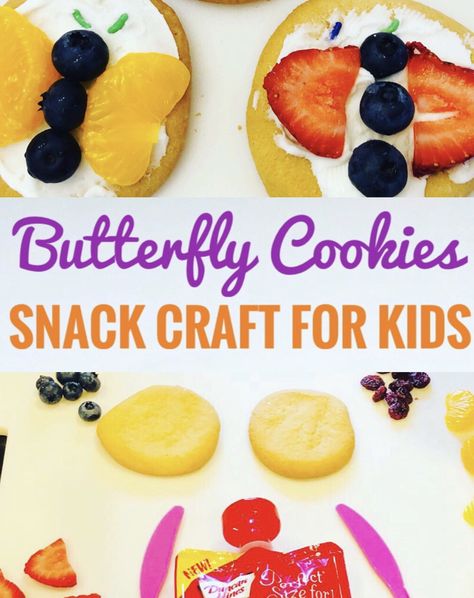 Butterfly Cookie Craft perfect for parties or butterfly themed weeks for preschool or summer camp! #butterfly #butterflycrafts #cookieart #cookingwithkids Butterfly Snacks Preschool, Easy Baking For Kids, Homemade Sugar Cookies Recipe, Butterfly Snacks, Bug Snacks, Preschool Food, Butterfly Food, Vegetarian Cookies, Butterfly Cookies