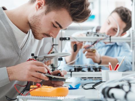 EET Degree Requirements: Is Electronics Engineering Technology for Me? Printer Crafts, Technology Photos, Engineering Student, Engineering Technology, Electronic Engineering, Student Studying, Print Designs Inspiration, Test Preparation, Mechanical Engineering