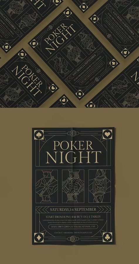 Poker Night Flyer Template AI, EPS, PSD Poker Night Invitation, Poker Graphic Design, Casino Graphic Design, Poker Invitation, Prom Ticket Design, Poker Night Party, Poker Poster, Casino Poster, Prom Tickets