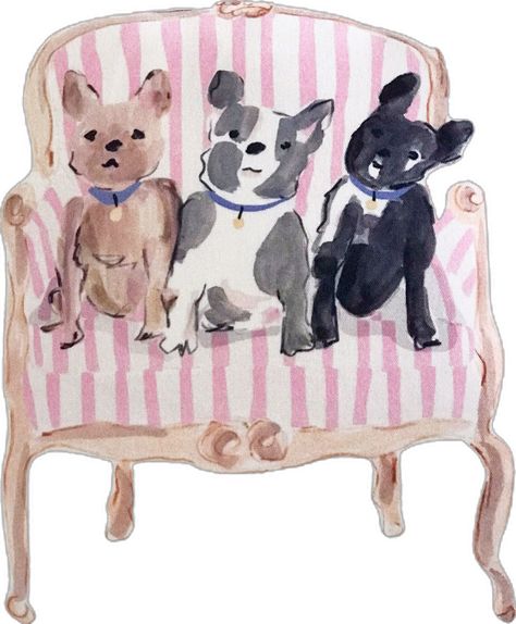 Object Animation, Beth Briggs, Wal Art, Pet Spa, 강아지 그림, White Chair, Watercolor Dog, Dog Illustration, Arte Animal