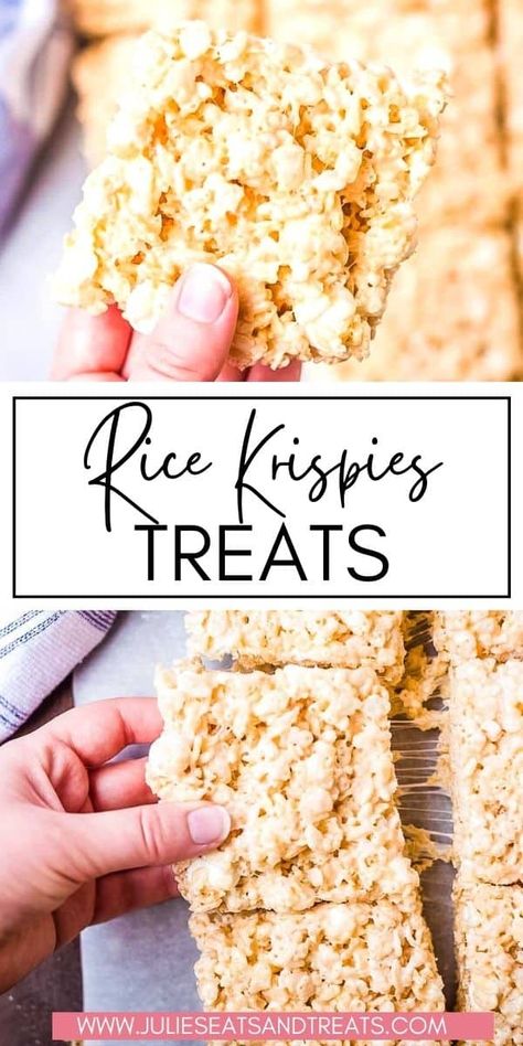 Think ooey, gooey loaded with marshmallows! That's what makes these the BEST Rice Krispies Treats. Plus, you can make them in your microwave so they are super quick and easy to make. These will be your go-to for years to come. Think perfectly THICK AND CHEWY. Rice Crispy Bars, Cereal Bars Recipes, Rice Krispie Treats Recipe, Homemade Rice Krispies Treats, Rice Crispy Treats Recipe, The Best Rice, Best Rice, Candy Man, Krispie Treats Recipe