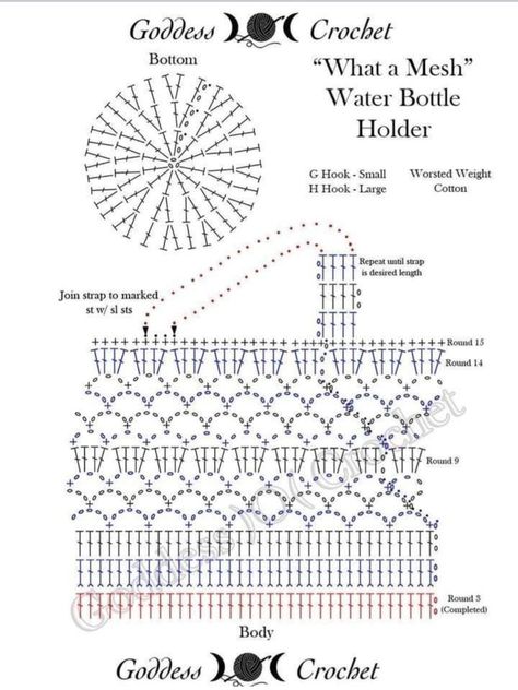 Crochet Water Bottle Holder, Crochet Bottoms, Bottle Cozies, Crochet Stitches Guide, Pola Amigurumi, Water Bottle Holder, Crochet Purse Patterns, Water Bottle Holders, Crochet Motifs