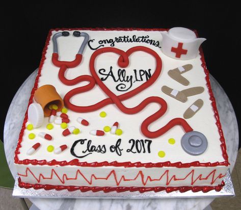 Lpn Graduation, Nurse Grad Parties, Nursing School Graduation Party, Nursing Cake, Nurse Party, Nursing School Graduation, Graduation Cake, Crazy Cakes, Nursing Graduation