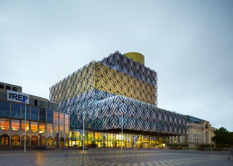 Library of Birmingham by Mecanoo Birmingham Library, Brutalist Buildings, Library Architecture, City Library, Central Library, Birmingham City, Wallpaper Magazine, Birmingham England, Library Design