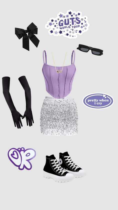 #purple #outfitinspo #gutstour #gutstouroutfit #oliviarorigo #gutstourinspo #gutstourfit Concert Oufit, Consert Outfits, Cute Concert Outfits, Rave Concert, Preppy Brands, Sweet Sixteen Birthday Party Ideas, Cute Birthday Ideas, Pretty Halloween Costumes, Cute Modest Outfits