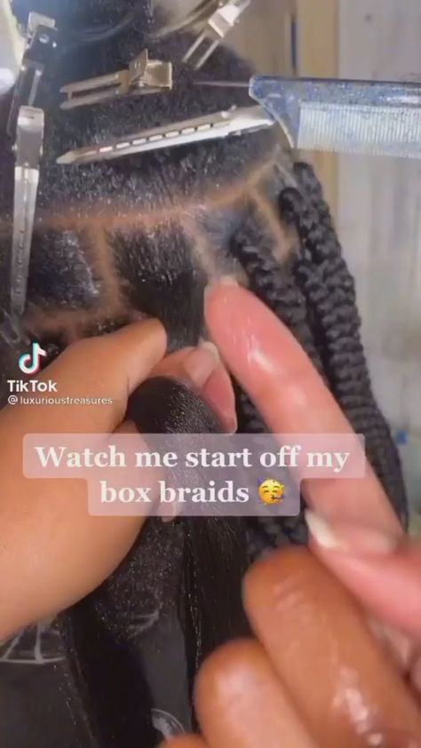 hairstyletotry • Original audio How To Install Braids, How To Start Box Braids, Green Hair Wig, Pink Hair Wig, Box Braids Tutorial, Hair Braid Patterns, Braiding Your Own Hair, Braided Hair Tutorial, Big Box Braids Hairstyles