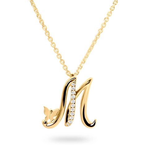 The “Letter M” pendant necklace features a delicate butterfly and lab-grown diamonds set in white or yellow gold. Available in 10K or 14K white or yellow gold Available chain lengths: 16 and 18 inches Set with round lab-grown diamonds, .055 ctw Attention to quality and detail is paramount to Ivy Jewelry Made in New York City Inspiration Timeless. Sentimental. Elegant. The designer added a delicate butterfly to each letter in the series to symbolize a “beautiful soul.” Whether your initial remind Letter M Jewelry, M Gold Necklace, Letter M Pendant, M Pendant Letter, Letter M Necklace, Ivy Jewelry, Jewelry Brand Logo, Gold Letter Pendants, Gold Necklace For Men