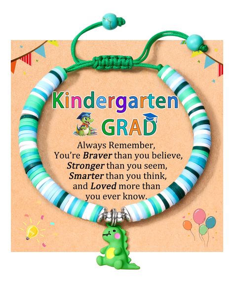 PRICES MAY VARY. 【Kindergarten Graduation Gifts】This lovely dinosaur bracelet and inspirational gift card will make an unforgettable graduation for your little boy. Perfect and attractive kindergarten graduation gifts for boys son grandson nephew as a surprise. 【Exquisite Dinosaur Bracelet】This bracelet with a lovely dinosaur charm to make your little boy realize that he is braver, stronger, smarter, and loved more than he ever know. It will be a perfect reward for boys who are experiencing an i Kindergarten Graduation Gifts, Dinosaur Bracelet, Graduation Gifts For Boys, Kindergarten Graduation, Class Of 2024, Preschool Kindergarten, Gifts For Boys, Graduation Gifts, Kindergarten