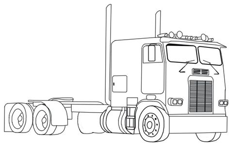 Truck Sketch Simple, Ford Truck Drawing Sketches, Big Rig Trucks Drawing, Semi Truck Coloring Pages, Cartoon Semi Truck Drawing, Truck Drawings, Semi Truck Outline, Truck Drawing, Dung Beetle