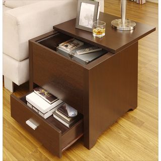 Furniture of America Kai Double Storage Dark Espresso End Table Hidden Shelf, Coffee Sofa, End Tables With Drawers, Side Table With Drawer, Прикроватные Тумбочки, Sofa End Tables, Living Room End Tables, End Tables With Storage, Table Plans