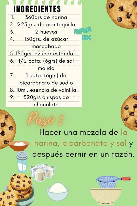 Deliciosas galletas  con chispas de chocolate muy fáciles de hacer. Rainbow Food, Kitchen Recipes, Gourmet Recipes, Real Life, Dessert, Baking, Cake