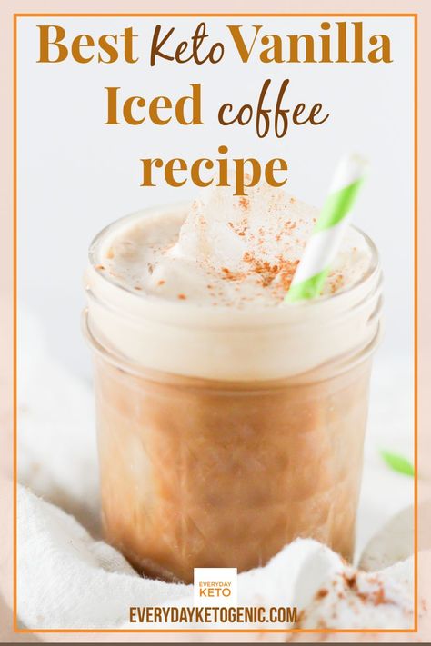 Start your morning off with this delicious Keto Iced Coffee Recipe. It’s a lot easier than you realize and it’s great for using leftover coffee. Vanilla, heavy cream, and brewed coffee come together to create the perfect keto beverage. Keto Iced Coffee Recipe, Sugar Free Iced Coffee, Keto Iced Coffee, Vanilla Iced Coffee Recipe, Leftover Coffee, Iced Latte Recipe, Cappuccino Recipe, Vanilla Iced Coffee, Keto Coffee Recipe