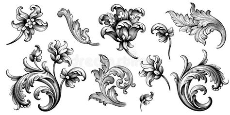 Flower Vintage Baroque Scroll Victorian Frame Border Floral Ornament Engraved Retro Pattern Rose Peony Tattoo Filigree Vector Stock Vector - Illustration of line, lily: 167507692 Filigree Tattoo, Maori Tattoos, Panther Tattoo, Victorian Frame, Baroque Frames, Baroque Ornament, Peonies Tattoo, Frame Border, Scroll Pattern