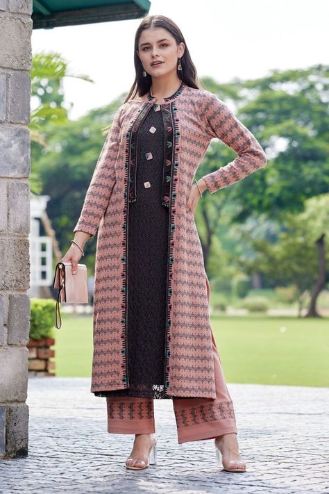 Velvet Kurtis, Kurti Plazo Set, Winter Wear For Women, Jacket Style Kurti, Winter Shawls, Plazo Set, Kurti With Jacket, Latest Kurtis, Casual Kurtis