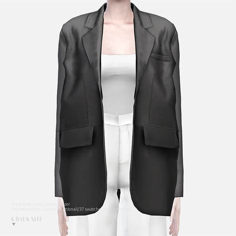 Sims 4 Cc Leather Jacket, Oversized Leather Blazer, Clothes Cc, Cc Mods, Cc Clothes, Sims 5, Sims 4 Game Mods, Sims Hair, Best Sims