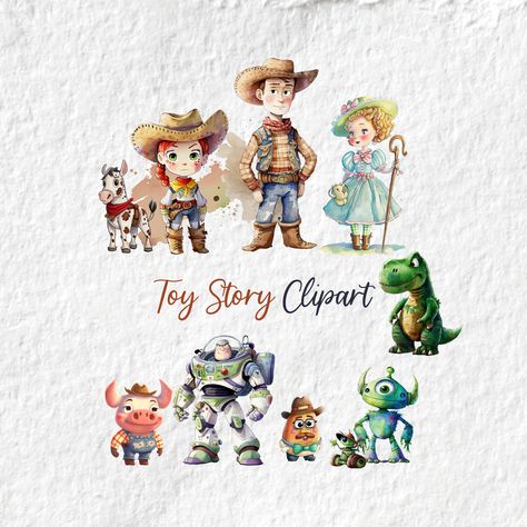 Toy Story Watercolor Art, Toy Story Watercolor, Buzz Lightyear, Cartoon Clip Art, Cartoon Illustration, Toy Story, Watercolor Cards, Watercolor Clipart, Cute Cartoon