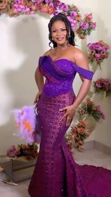 Purple Kente, Kente Gown, Wedding Booth, African Bridal Dress, Nigerian Lace Styles Dress, Fashion Travel Outfit, Nigerian Lace Styles, Stylish Gown, African Wedding Attire