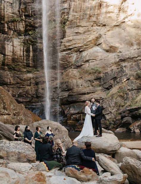 Georgia Waterfall Wedding Dark Weddings, Toccoa Falls, Renewing Vows, Quick Wedding, Chic Wedding Decor, Waterfall Wedding, Aline Wedding Dress, Beautiful Wedding Venues, Green Wedding Shoes