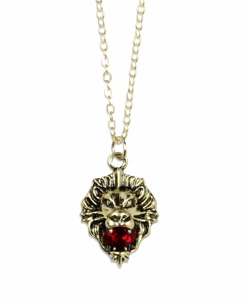 Gryffindor Jewelry, Gryffindor Necklace, Harry Potter Curses, Gryffindor Lion, Gem Stone Pendant, Lion House, Harry Potter Necklace, Slytherin Gryffindor, Slytherin Ravenclaw