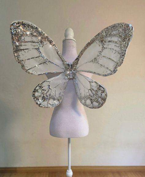 White Fairy Wings, Butterfly Dresses, Beneath The Stars, Halo Jewelry, Glow Stars, Moonrise Kingdom, Wing Jewelry, Blue Morpho, Light Weight Jewelry