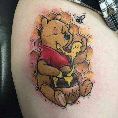 Disney Tattoos Sleeve, Pooh Bear Tattoo, Winnie The Pooh Tattoo, Pooh Tattoo, Winnie The Pooh Tattoos, Sagittarius Tattoo Designs, Wood Tattoo, Disney Sleeve Tattoos, Berlin Tattoo