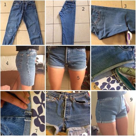 Teen Jeans, Diy Summer Clothes, Diy Tumblr, Haine Diy, Diy Clothes Refashion, Mode Tips, Shorts Tutorial, Diy Clothes Videos, Diy Shorts