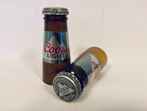 Gifts for Dad! #etsy #shop #Beer Bottle #ShotGlasses #CoorsLight #Boyfriend #Gift #ManCave #fathersday #giftsfordad #dad Vintage Bottles Decor, Bottle Shoot, Gifts For Beer Lovers, Cave Decor, Vintage Bottles, Coors Light, Light Beer, Bottle Lights, Recycled Bottles