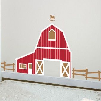 Barn Farm Scene Kids Playroom Backdrop - Vinyl Wall Art Decal for Homes, Offices, Kids Rooms, Nurseries, Schools, High Schools, Colleges, Universities, Events | Dana Decals Farm Classroom Decorations, Farm Decals, Large Playroom, Barnyard Nursery, Farm Mural, Kids Barn, Farm Bedroom, Farm Room, Childrens Rooms