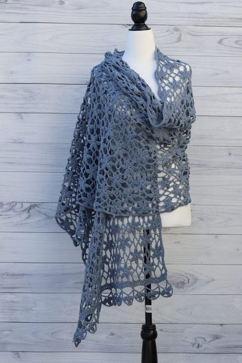 15 Crochet shawl and wrap patterns for wedding guests - Dora Does Crochet Flower Shawl Pattern Free, Flower Shawl Crochet Pattern, Crochet Lace Shawl Pattern, Artistic Clothes, Crochet Lace Scarf Pattern, Lace Shawl Pattern, Crochet Lace Scarf, Crocheted Shawls, Crochet Shawl Patterns