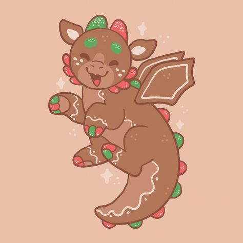 snaps the gingerbread dragon!! having so much fun making little holiday guys :3 | Instagram Gingerbread Dinosaur, Gingerbread Dragon, Candy Dragon, Fluffy Dragon, Dragon Poses, Christmas Dragon, Dragon Puppet, Cool Dragons, Dnd Dragons