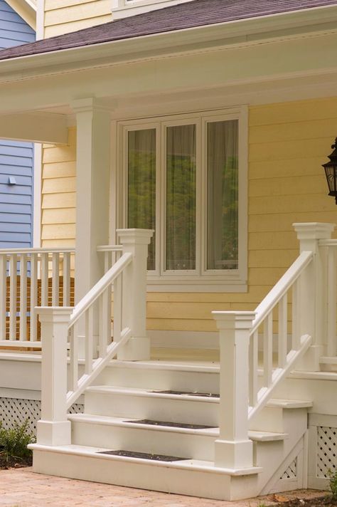 11 Great Wooden Front Step Ideas Front Step Ideas, Front Porch Stairs, Courtney Adamo, Step Ideas, Porch Stairs, Front Porch Steps, Front Stairs, Step Railing, Best Bathtubs