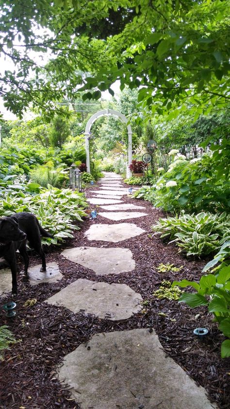 Pergola Altan, Flagstone Pathway, Flagstone Path, Mulch Landscaping, Pathway Landscaping, Garden Stepping Stones, Garden Vines, Garden Walkway, Stone Path