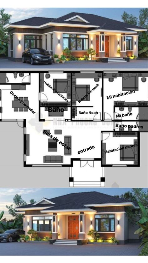 Cottage Bungalow House Plans, Bungalow House Floor Plans, Modern Bungalow House Plans, Modern Bungalow House Design, Small Modern House Plans, Bungalow Style House, House Plans Ideas, Bungalow Floor Plans, Bungalow Style House Plans