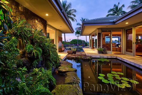 Mauna Lani Home. Atrium Garden, Villa Style, Island Villa, Tropical Architecture, Hawaii Homes, Dream Vacations Destinations, Backyard Pool Designs, Garden Landscape Design, Tropical Houses