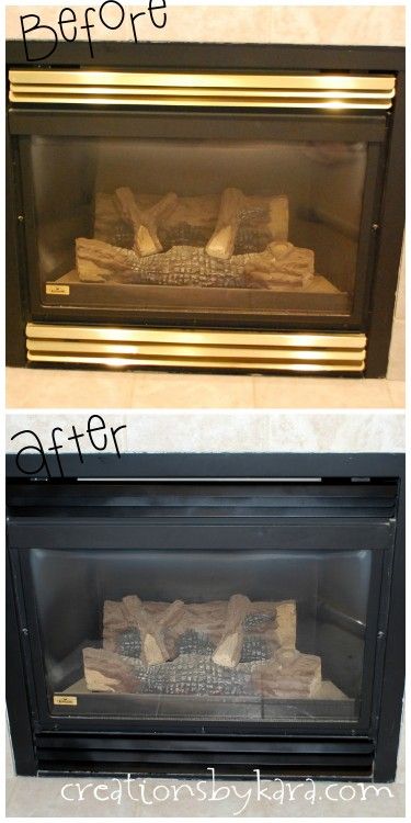 spray-paint-diy, fireplace-makeover She used Krylon BBQ & Stove paint - first sand with fine grid sandpaper, then wipe off really well, paint and let dry Unfinished Basement Storage, Paint Magic, Stove Paint, Fireplace Makeovers, Bbq Stove, Diy Home Decor Living Room, Fireplace Redo, Diy Fireplace Makeover, Fireplace Update