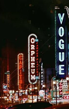 Vintage Vancouver. Granville Street, a block from home (circa 1957) Fred Herzog, Vintage Places, Vintage Vancouver, Herbert List, Granville Street, Mary Ellen Mark, Lee Friedlander, Karl Blossfeldt, August Sander