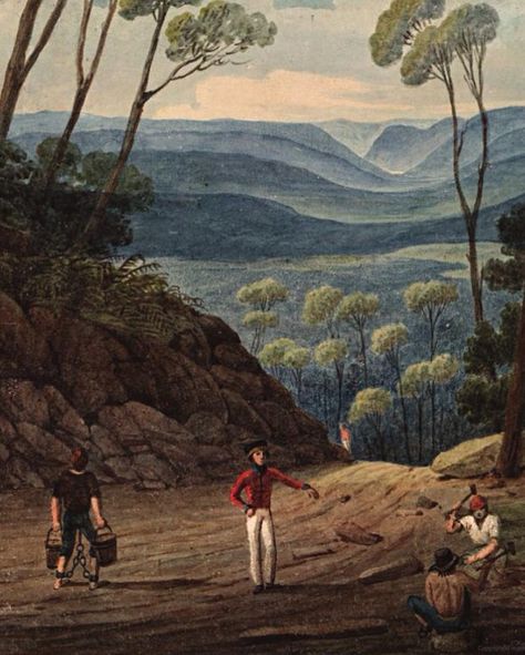 First impressions of a new land by First Fleet artist George Raper, who arrived on HMS Sirius, the flagship of the First Fleet, at Port Jackson in January 1788 European Artwork, Australian Artwork, Colonial Australia, First Fleet, Hanging Rock, Australian Painting, Colonial Art, Australian Painters, Australian Gold