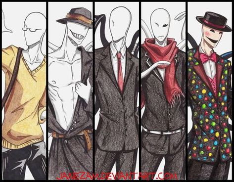 slenderman's brothers <3 Ewolucje Eevee, Creepypasta Slenderman, Creepypasta Proxy, Creepy Pasta Family, Eyeless Jack, Creepypasta Cute, Slender Man, Animal Education, Creepypasta Characters