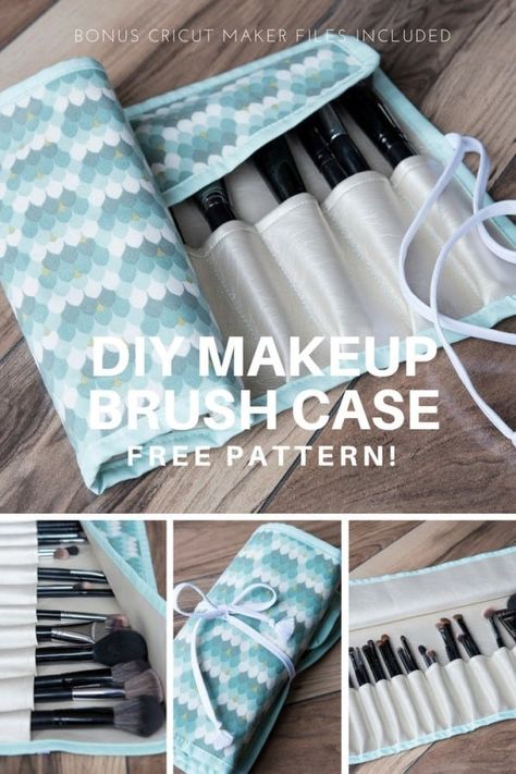 Make Up Brush Pouch Diy, Make Up Brush Holder Sewing Pattern, Diy Makeup Brush, Makeup Brush Roll, Round Pouch, Makeup Brush Case, Free Pdf Sewing Patterns, Travel Sewing, Fun Makeup