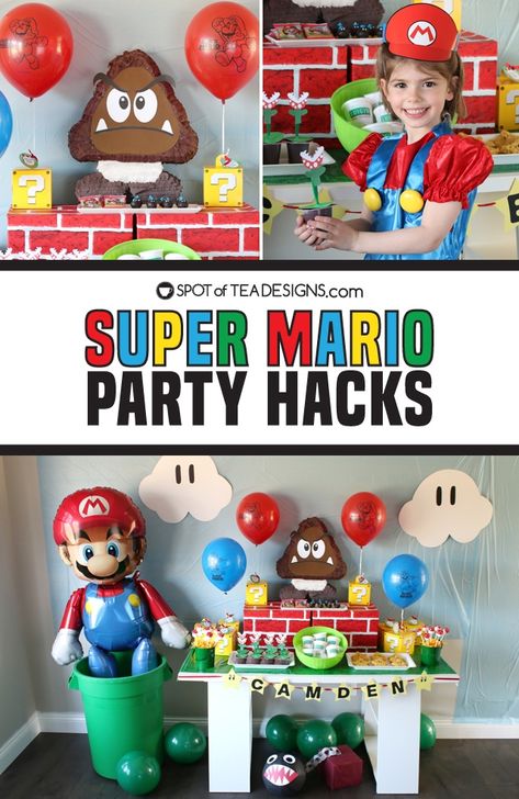 Diy Party Accessories, Diy Mario Decorations, Mario Decorations, Super Smash Bros Party, Fortnight Birthday, Mario Bedroom, Mario Lego, Mario Brothers Birthday Party, Mario Kart Party