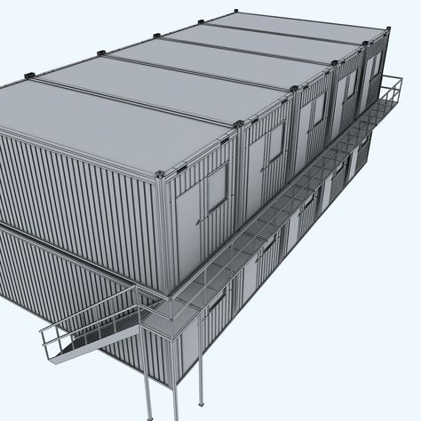 Container shipping House double floor Preview - 3DOcean Shipping Container Storage, Container Van, Container Shipping, Metal Building Designs, Container Buildings, Barns Sheds, Container House Plans, Casa Container, Shipping Container House