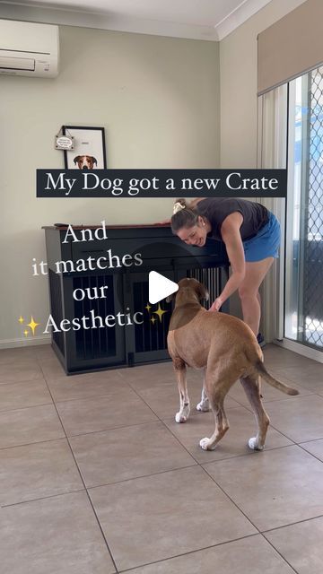 Rescue Dog 🐶 | Pet Content Creator ⭐️ on Instagram: "New Crate for My Dog to Match Our Decor! ✨🏠 
Is your dog crate in need of an upgrade?
⭐️ Gifted by @kustomkennels 
🐶 
Is this not the most beautiful crate you have ever seen?!?! 
Working with @kustomkennels has been such a lovely experience and they have been so polite even when I’ve asked them 50000 questions!
It has completely transformed our dining room area and I love looking at it 
And now I need to style it 😂 im thinking more plants, a candle? What do you think?
🐶 
⭐️ PRODUCT DETAILS⭐️ 
✨ Customised King Suite 
✨ Barn door
✨ Colour: Monument and Espresso
✨ Additional top storage drawer
✨ Rubber mat infill - I put his bed and blankets on top of this
✨ Metal Rebars 
🐶 
This is now one of the most beautiful items of furniture th Dog Nook Ideas, Dog Nook, Door Colour, Dining Room Area, Penthouse Suite, Valley View, Crate Training, Rescue Dog, Rubber Mat