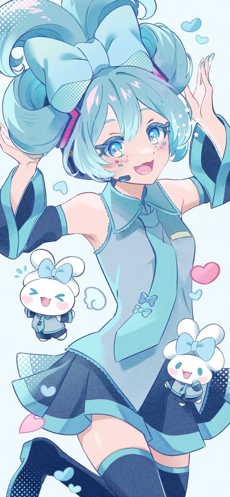 Miku Hatsune Chibi, Iphone Wallpaper Kawaii, Hello Kitty Characters, Miku Hatsune, Mario Art, Hello Kitty Iphone Wallpaper, Art Style Inspiration, Hatsune Miku, Cute Anime Character