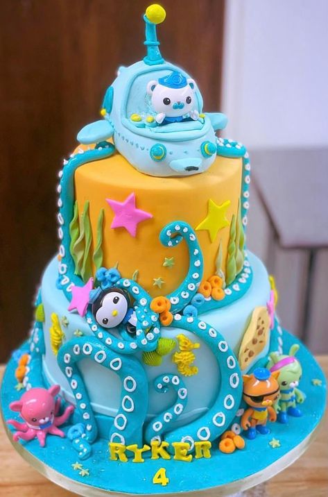 Octonauts Birthday Cake Ideas, Octonauts Birthday Party Food, Octonauts Birthday Cake, Octonauts Cake, Octonauts Birthday Party, Baking Bad, Octonauts Party, Thomas Birthday, Smash Cake Boy