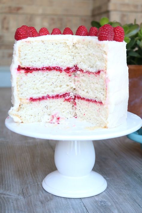 Lemon Raspberry Poppyseed Cake, Lemon Poppyseed Cake With Raspberry, Poppyseed Cake With Custard Filling, Best Cake Recipe, Poppyseed Cake, Lemon Poppyseed Cake, Nesting With Grace, Lemon Cream Cheese Frosting, Lemon Cream Cheese