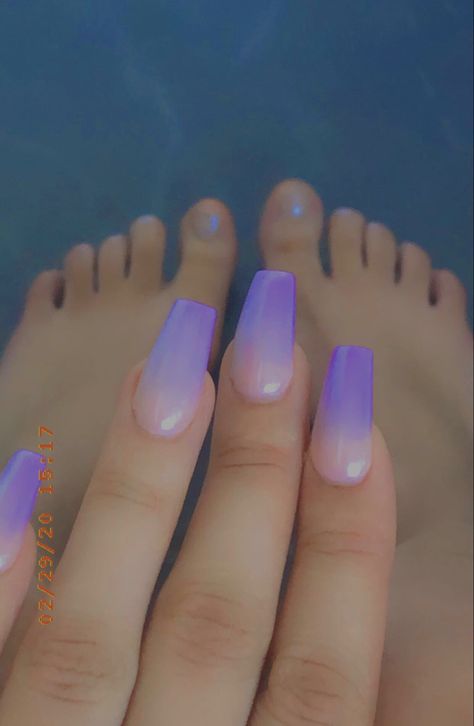 Coffin Acrylic Nails Purple French Tip, Light Purple Nails Acrylic French Tips, Purple Coffin French Tip Nails, Lilac French Tip Nails Coffin, Short Coffin Shape Nails Purple, French Nails Ideas, Purple Nails Acrylic, Acrylic Nails Coffin Short, Holographic Glitter