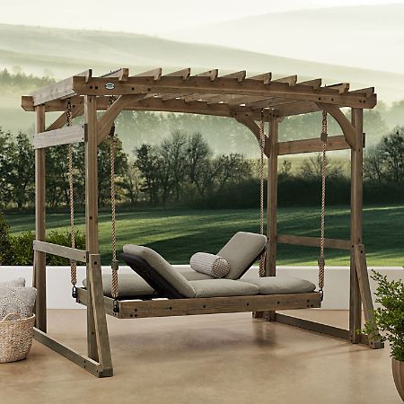 Backyard Discovery Claremont Lounger - Sam's Club Resin Patio Furniture, Swing Bed, Pergola Swing, Wood Pergola, Backyard Furniture, Patio Swing, Outdoor Daybed, Garden Swing, Bed Swing