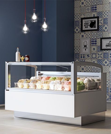 Ice Cream Counter Design, Ice Cream Counter, Cream Pastry, Gelato Ice Cream, Ice Cream Brands, Shop Windows, Counter Design, Dramatic Lighting, Custom Displays