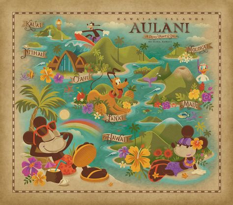 Tiki Backyard, Caw Art, Disneyland Scrapbook, Disney Hawaii, Disney Merry Christmas, Beach Cartoon, Disney Scrapbook Pages, Aulani Disney Resort, Cute Disney Pictures