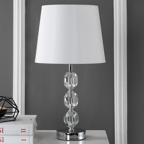 House of Hampton® Mario 18.5" Chrome/Clear Table Lamp & Reviews | Wayfair Lamp With Charger, Clear Table, Shaving Mirror, Metal Fabric, Metal Picture Frames, Crystal Table Lamps, Table Lamps For Bedroom, Metal Table Lamps, Table Lamp Sets